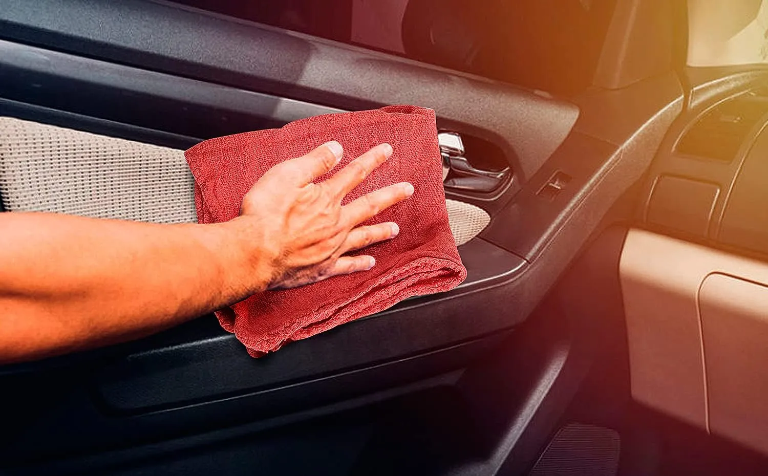 Cotton Shop Towels Red – (Pack of 150) Size 14x14 Inches Cleaning Rags – Absorbent Shop Rags and Multipurpose Cleaning Towels for Automobiles, Industries, Garage and Homes