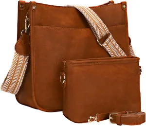 Cottoncode Crossbody Bags for Women, Trendy 2PCS Hobo Handbags Set, Vegan Leather Handbag Purse Set with 2 Adjustable Straps