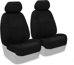 Coverking Custom Fit Front 50/50 Bucket Seat Cover for Select Toyota Prius Models - Polycotton Drill (Black)