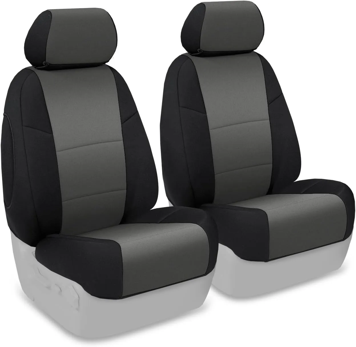 Coverking Custom Fit Front 50/50 Bucket Seat Cover for Select Toyota Tacoma Models - Neoprene (Charcoal with Black Sides)