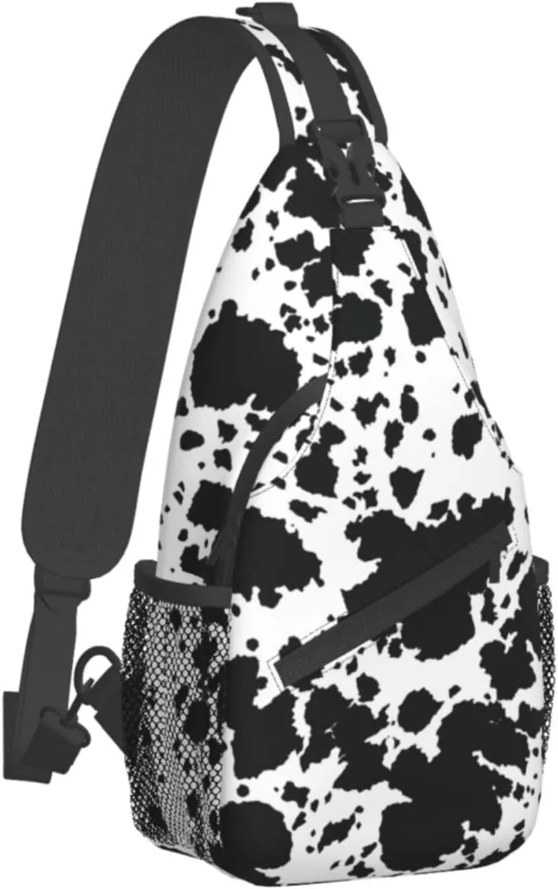 Cow Print Sling Bag Crossbody Sling Backpack Travel Hiking Daypack Chest Bags Shoulder Bag For Women Men