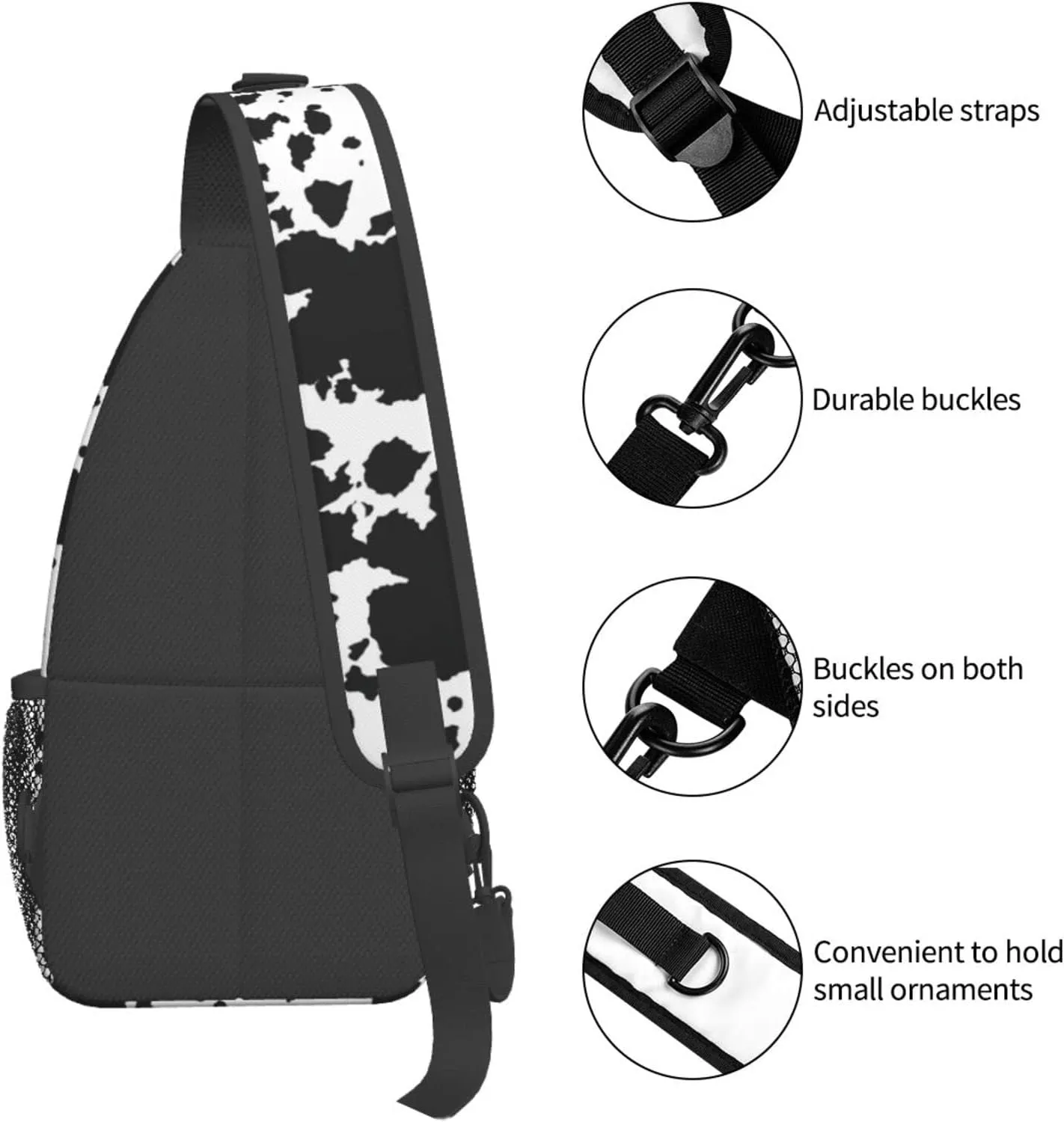 Cow Print Sling Bag Crossbody Sling Backpack Travel Hiking Daypack Chest Bags Shoulder Bag For Women Men