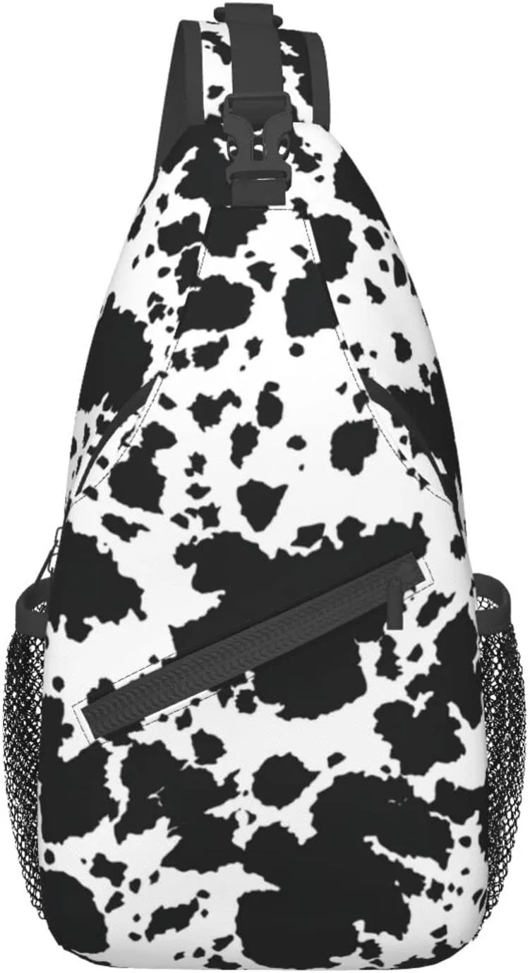 Cow Print Sling Bag Crossbody Sling Backpack Travel Hiking Daypack Chest Bags Shoulder Bag For Women Men