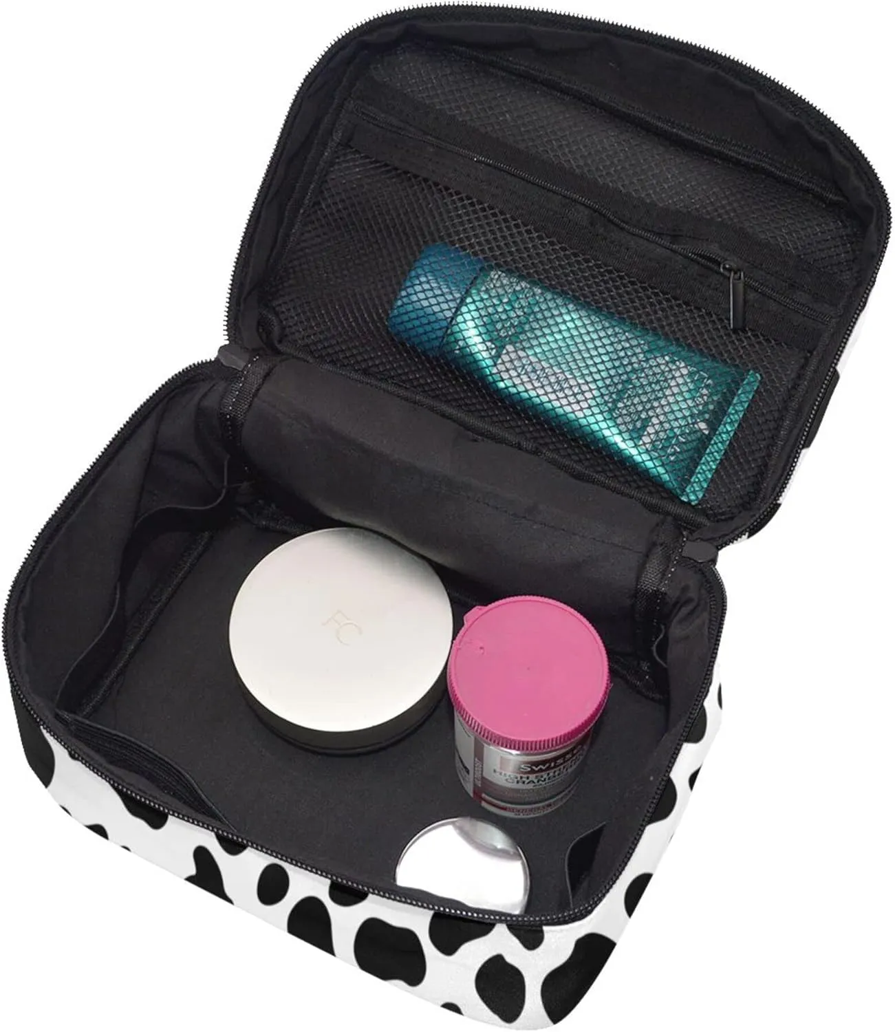 Cow Skin Travel Makeup Bag for Women Large Cosmetic Bags Portable Makeup Organizer Bag Vacation Toiletry Bag Girls Makeup Storage Case