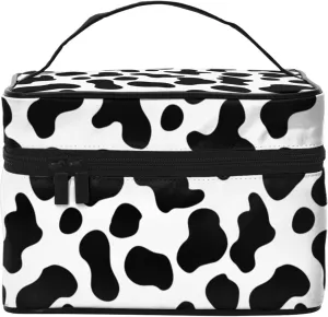 Cow Skin Travel Makeup Bag for Women Large Cosmetic Bags Portable Makeup Organizer Bag Vacation Toiletry Bag Girls Makeup Storage Case