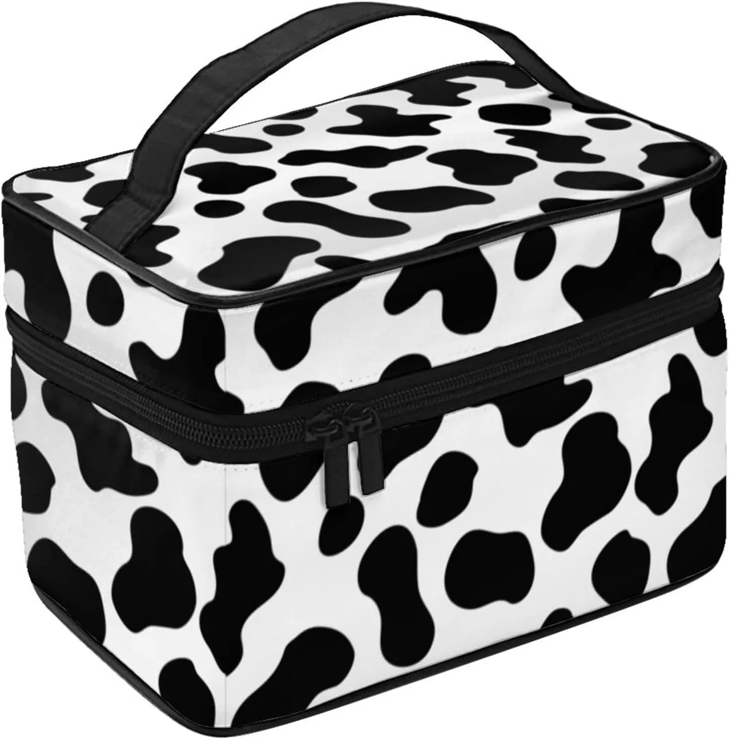Cow Skin Travel Makeup Bag for Women Large Cosmetic Bags Portable Makeup Organizer Bag Vacation Toiletry Bag Girls Makeup Storage Case