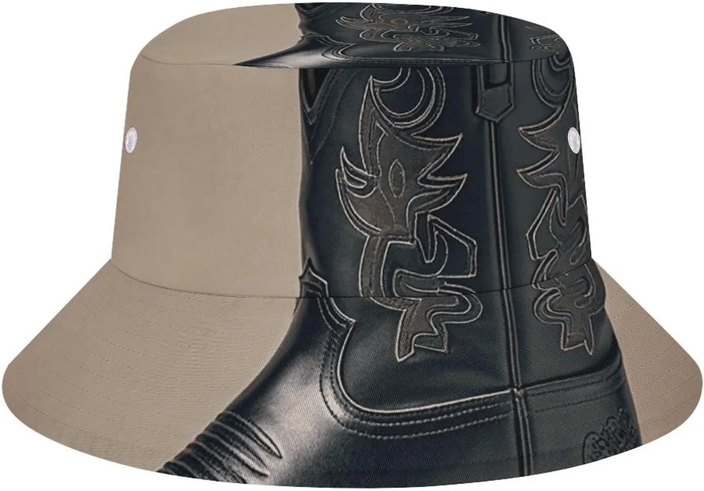 Cowboy Black Hat Western Boots Bucket Hat Packable Sun Hats Travel Summer Beach Fisherman Cap for Women Men Teens