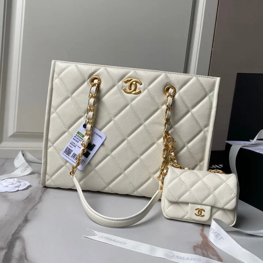 cream gold 30cm shopping 24a Smart devices CHANEL Discounted rates hardware bag caviar