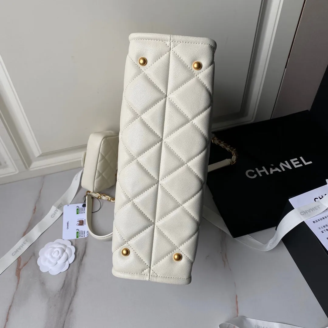 cream gold 30cm shopping 24a Smart devices CHANEL Discounted rates hardware bag caviar