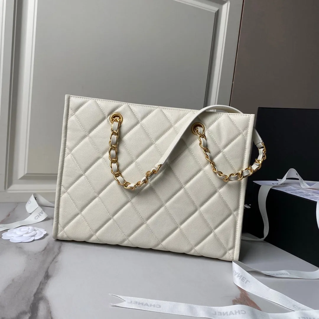 cream gold 30cm shopping 24a Smart devices CHANEL Discounted rates hardware bag caviar