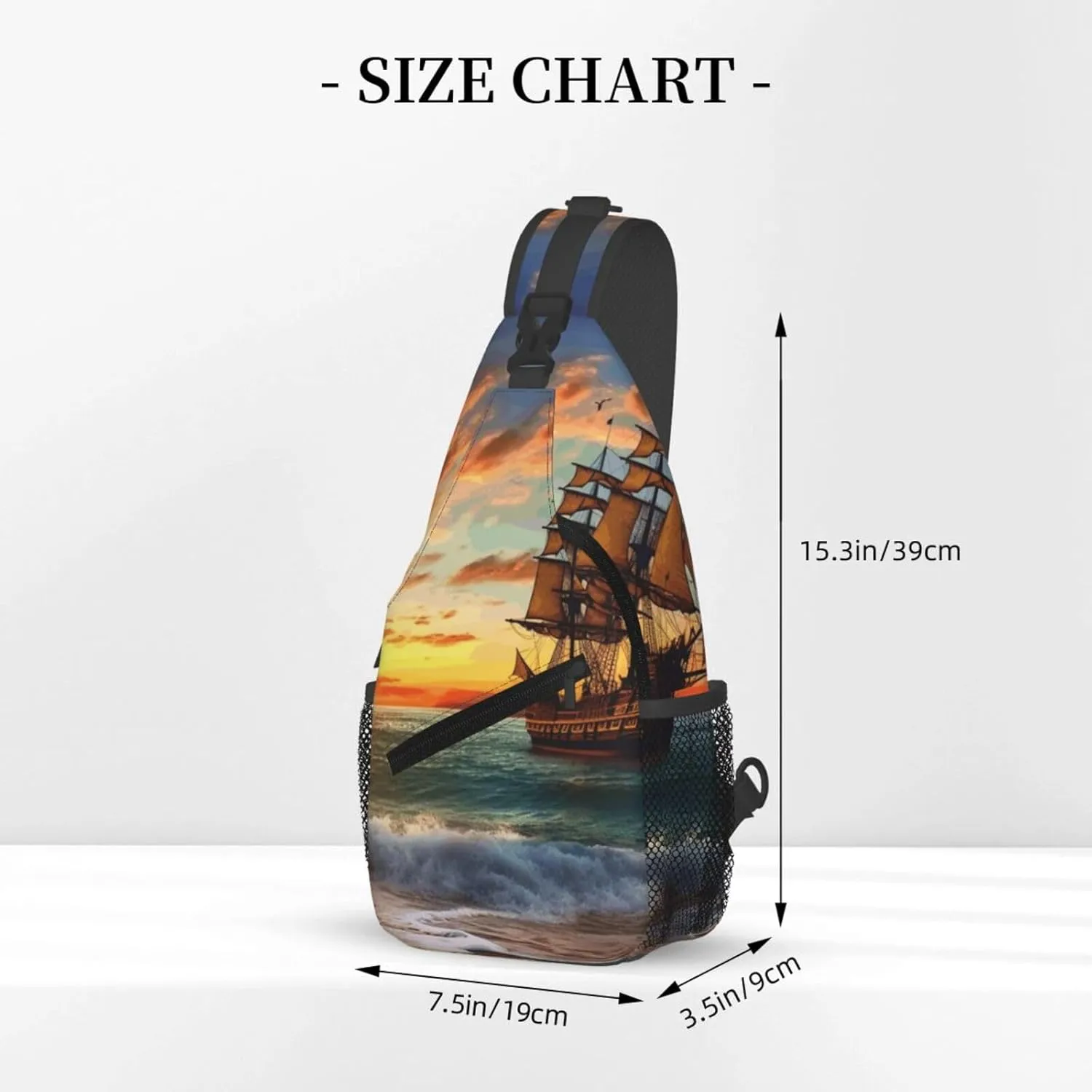 Cross Chest Bag Diagonally Sling Backpack Crossbody Shoulder Bag Polar Bears Northern Lights Sling Bag Travel Hiking Daypack