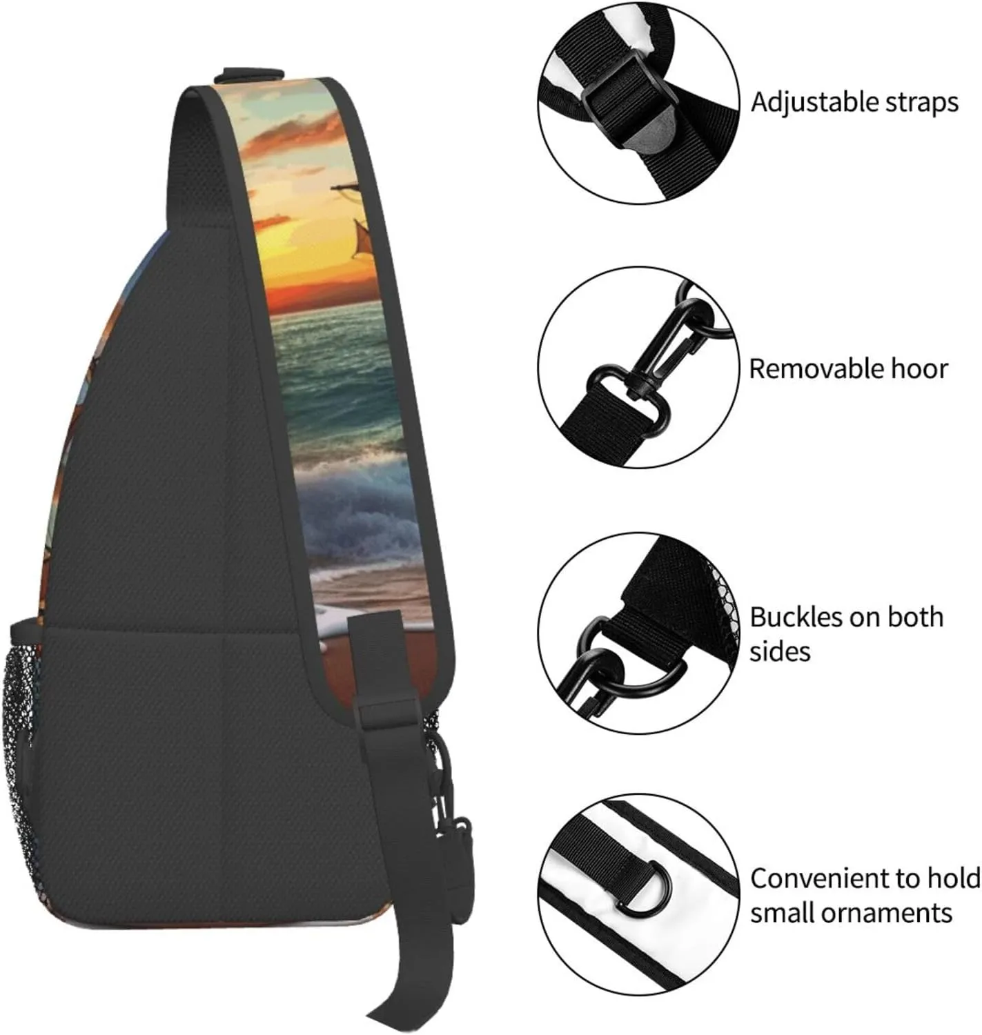 Cross Chest Bag Diagonally Sling Backpack Crossbody Shoulder Bag Polar Bears Northern Lights Sling Bag Travel Hiking Daypack