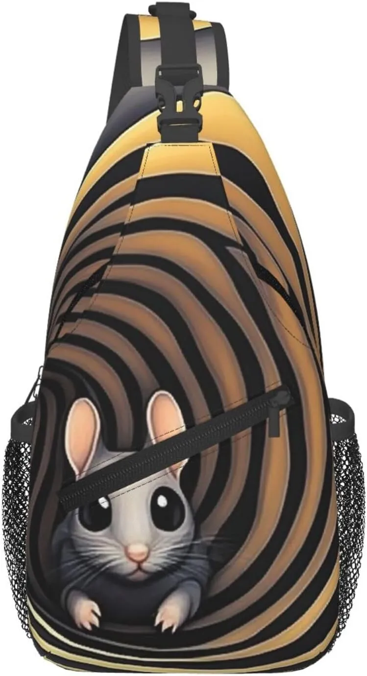 Cross Chest Bag Diagonally Sling Backpack Crossbody Shoulder Bag Tunnel, cute animals Branches Sling Bag Travel Hiking Daypack