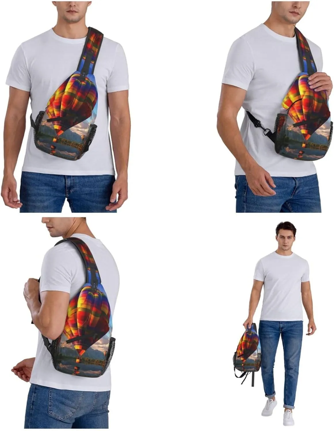 Cross Chest Bag Sling Backpack Colorful Air Balloon Sling Bag Crossbody Shoulder Bag Travel Hiking Daypack