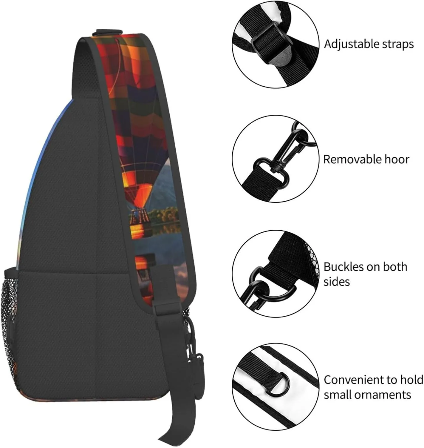 Cross Chest Bag Sling Backpack Colorful Air Balloon Sling Bag Crossbody Shoulder Bag Travel Hiking Daypack