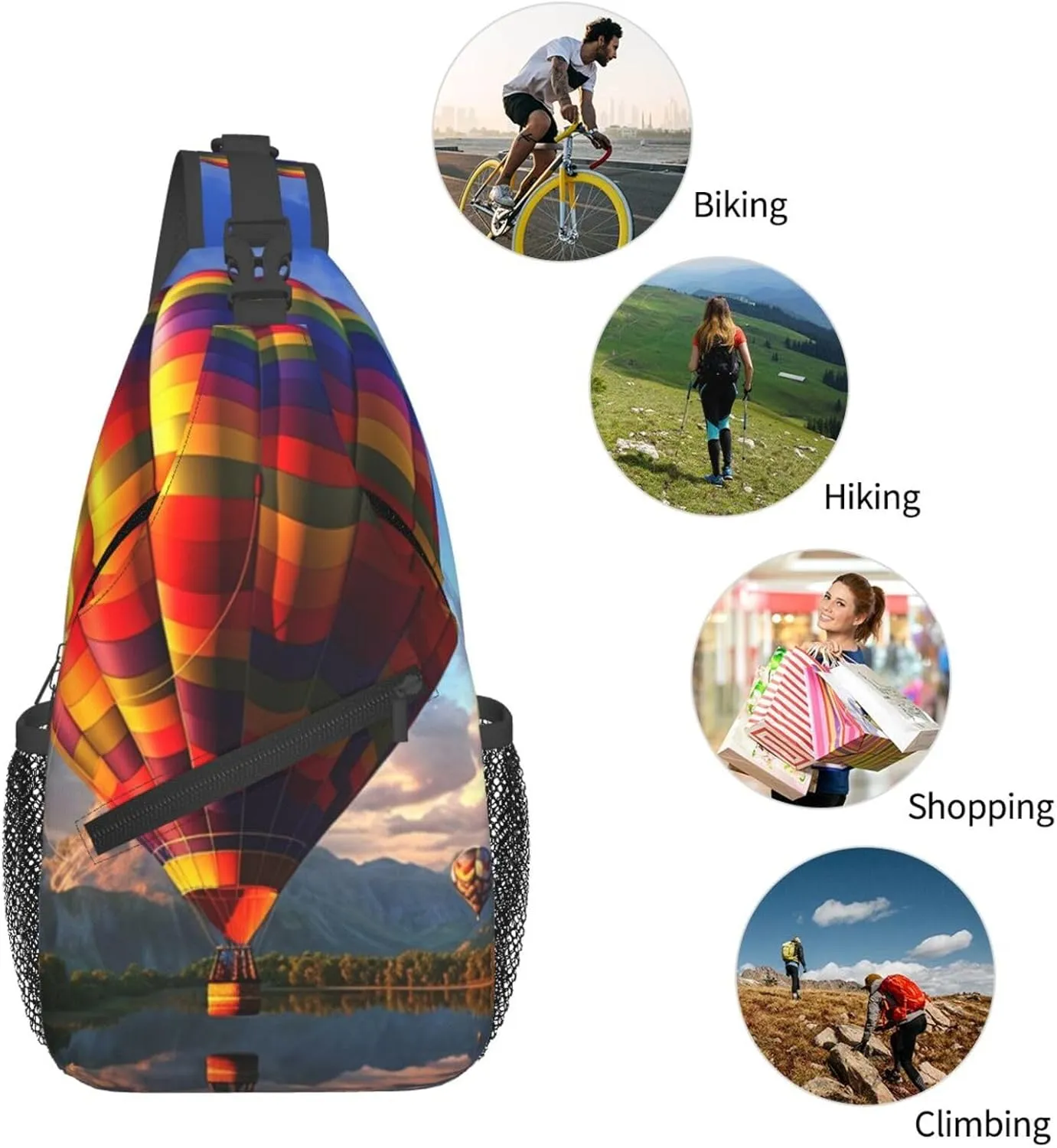 Cross Chest Bag Sling Backpack Colorful Air Balloon Sling Bag Crossbody Shoulder Bag Travel Hiking Daypack