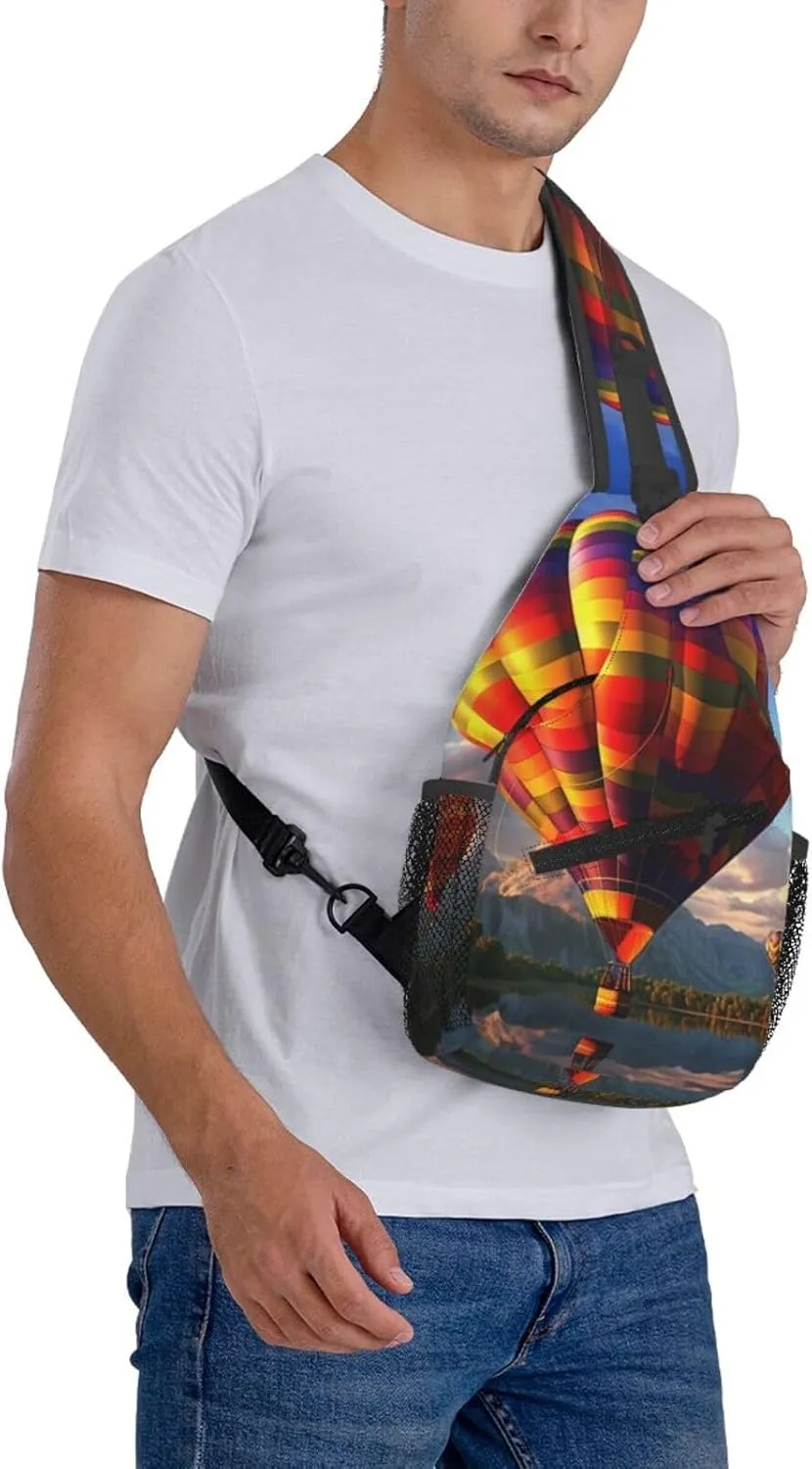 Cross Chest Bag Sling Backpack Colorful Air Balloon Sling Bag Crossbody Shoulder Bag Travel Hiking Daypack