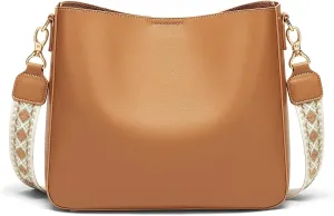 Crossbody Bag Purse for Women Genuine Leather Ladies Handbag Hobo Shoulder Bag with Adjustable Strap Brown