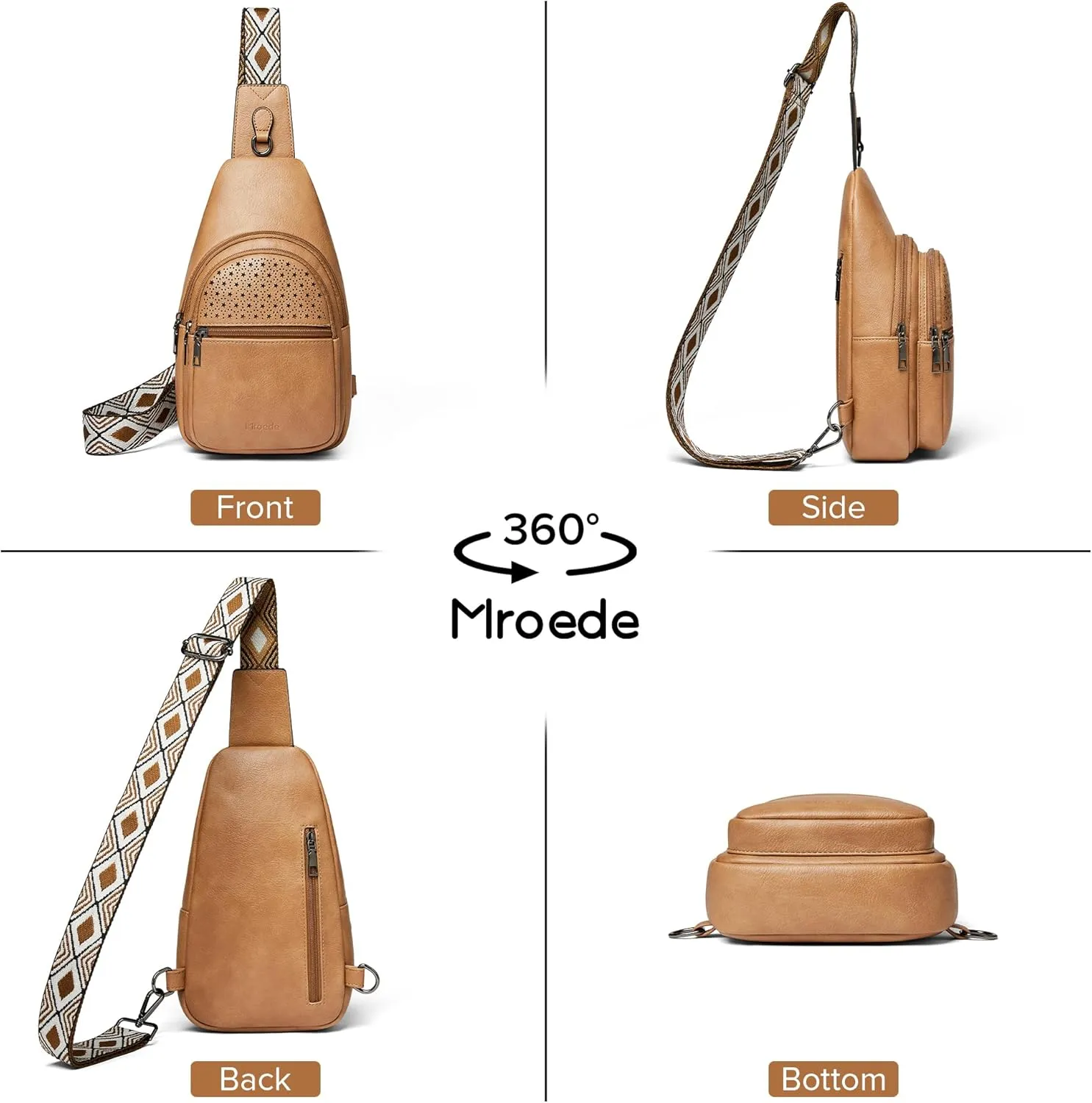 Crossbody Bags for Women 4-Pockets Sling Bag Fanny Pack Chest Purse Backpack Casual Daypacks Travel Shopping