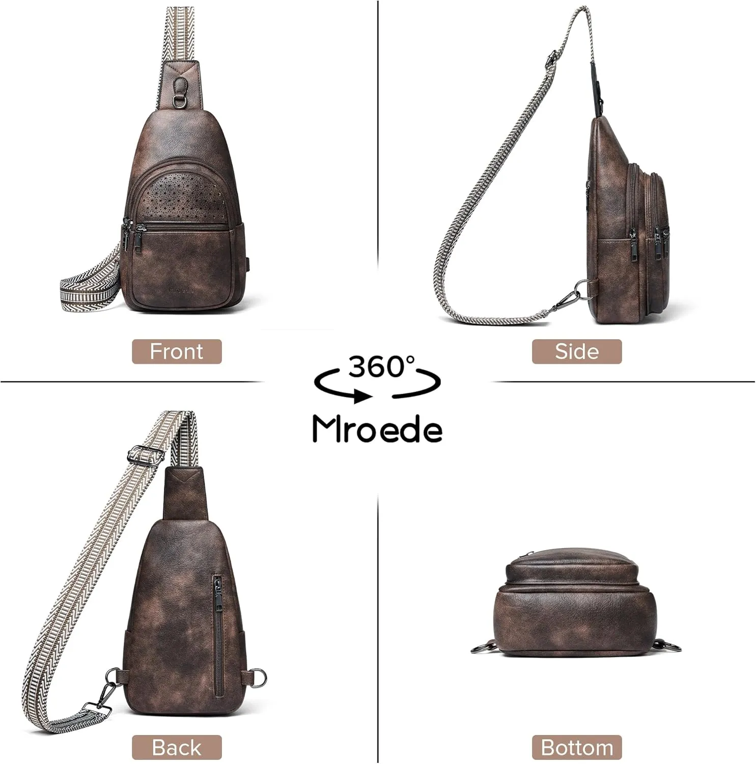 Crossbody Bags for Women 4-Pockets Sling Bag Fanny Pack Chest Purse Backpack Casual Daypacks Travel Shopping