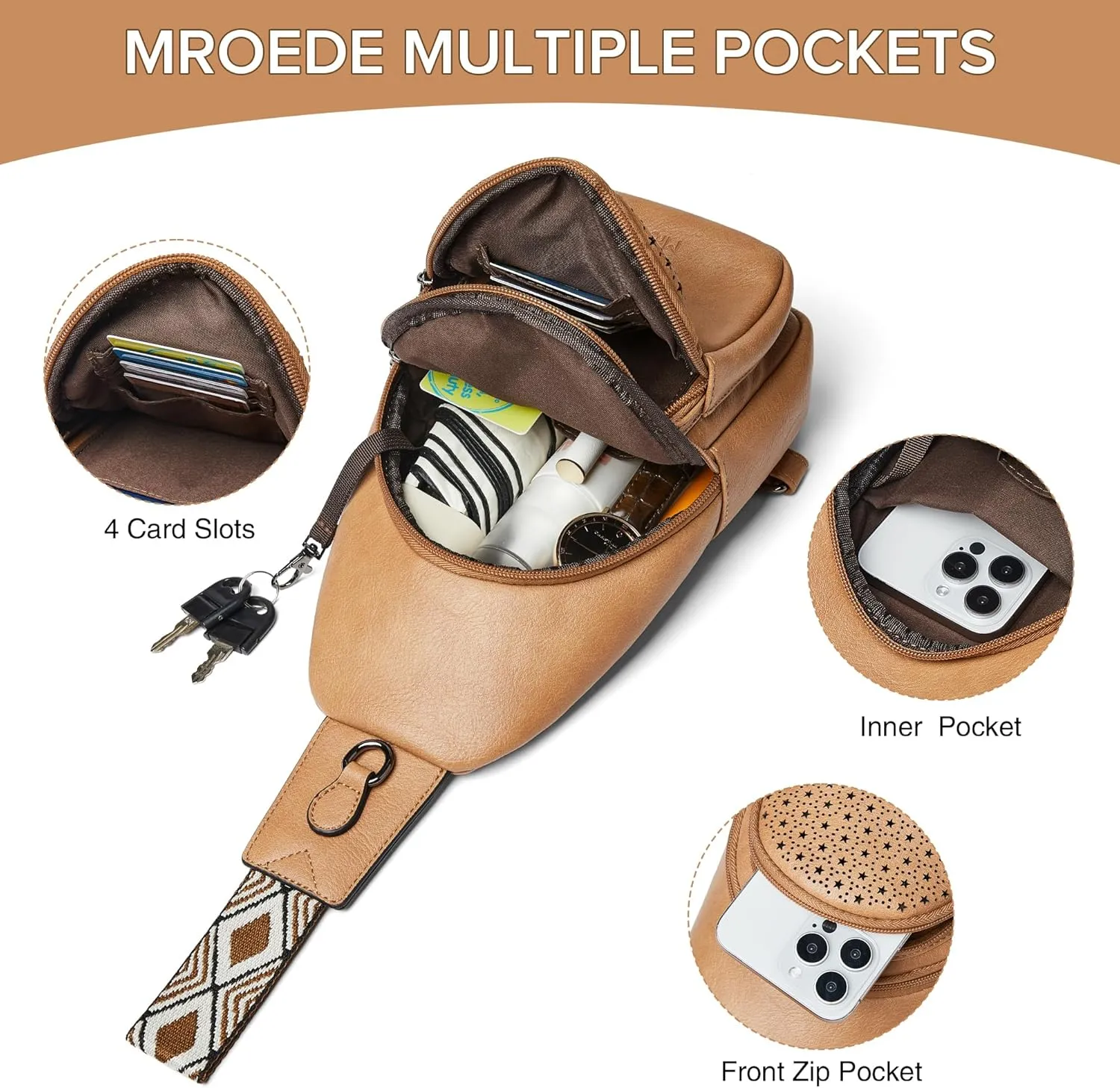 Crossbody Bags for Women 4-Pockets Sling Bag Fanny Pack Chest Purse Backpack Casual Daypacks Travel Shopping