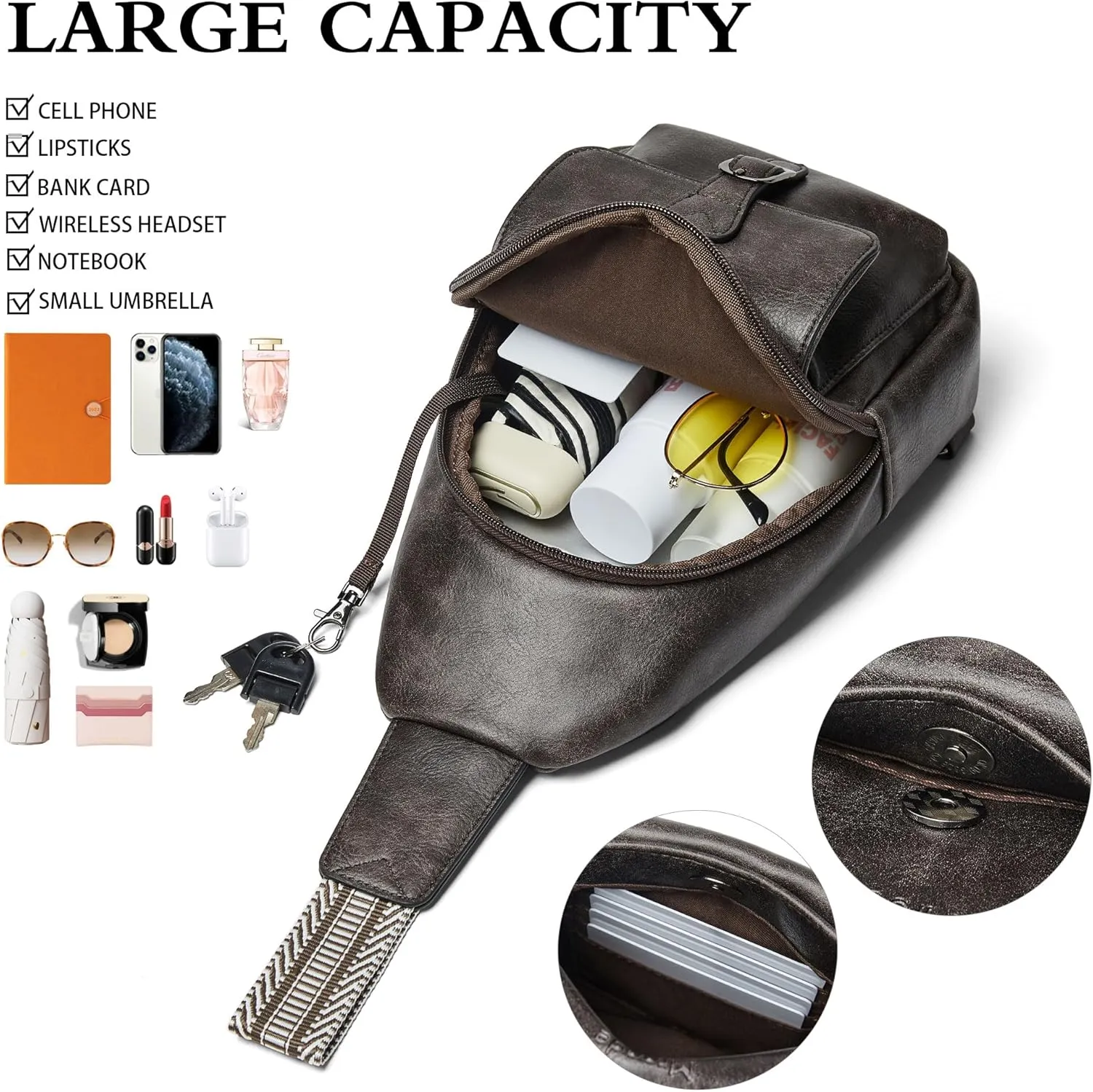 Crossbody Bags for Women Men Sling Bag 5 Pockets Fanny Pack Sling Backpack Chest Daypack Travel Purse Anti Theft