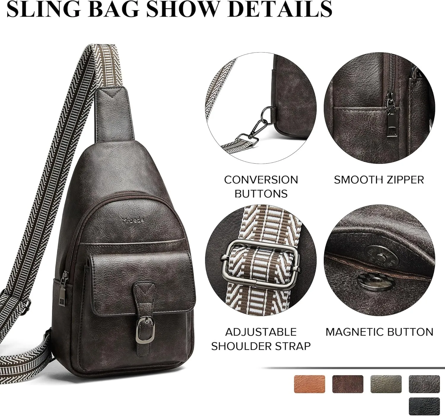 Crossbody Bags for Women Men Sling Bag 5 Pockets Fanny Pack Sling Backpack Chest Daypack Travel Purse Anti Theft