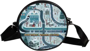 Crossbody Bags for Women,Crossbody Bag Men,Small Sling Bag,Cartoon Train Railway Game Mat,Crossbody Purse