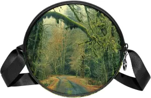 Crossbody Bags for Women,Crossbody Bag Men,Small Sling Bag,Scenic Road in Forest,Crossbody Purse
