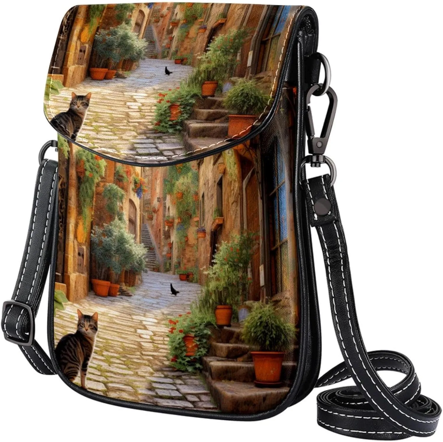 Crossbody Bags for Women,Crossbody Bag Men,Small Sling Bag,Vintage Yard Home Plants,Crossbody Purse