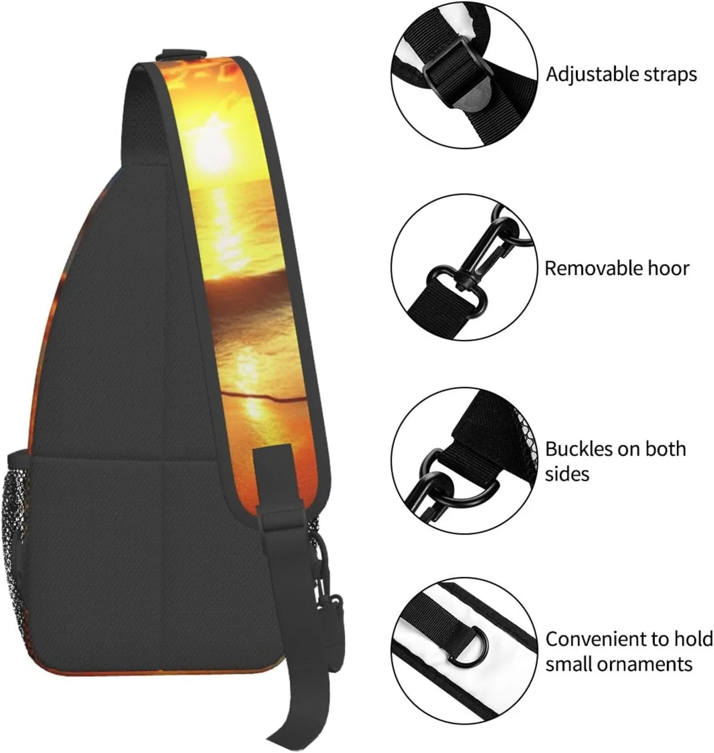 Crossbody Sling Backpack Sling Bag For Men Women Cross Chest Bag Shoulder Bag Beach Sunrise Travel Hiking Daypack