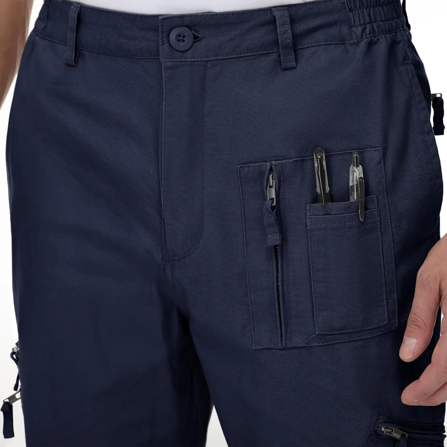 CRYSULLY Men's Cargo Pants Tactical Military Pants Work Army Cotton Trousers with Multi-Pockets (No Belt)