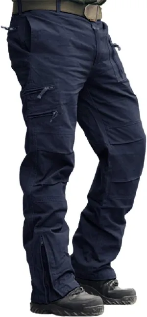 CRYSULLY Men's Cargo Pants Tactical Military Pants Work Army Cotton Trousers with Multi-Pockets (No Belt)