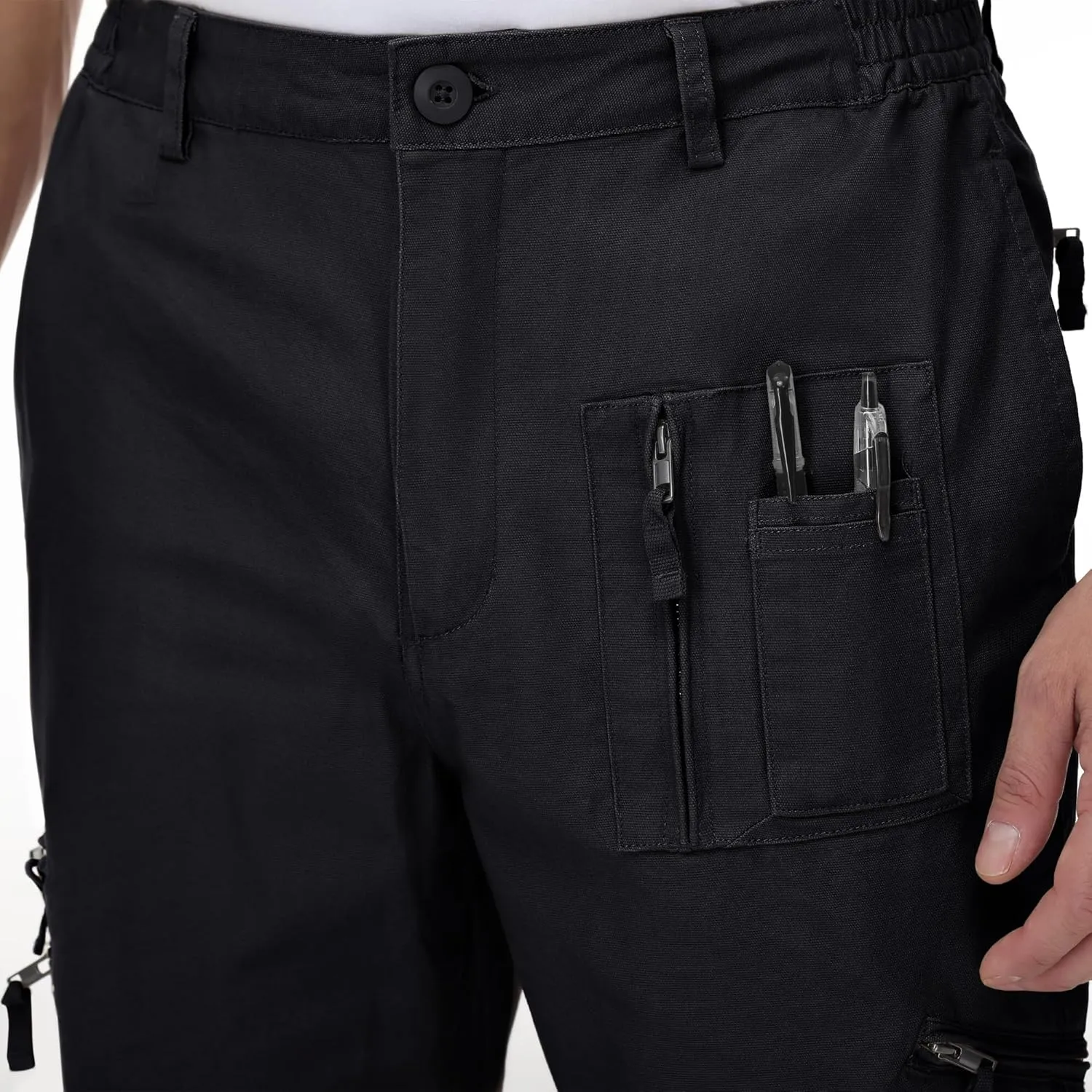 CRYSULLY Men's Cargo Pants Tactical Military Pants Work Army Cotton Trousers with Multi-Pockets (No Belt)