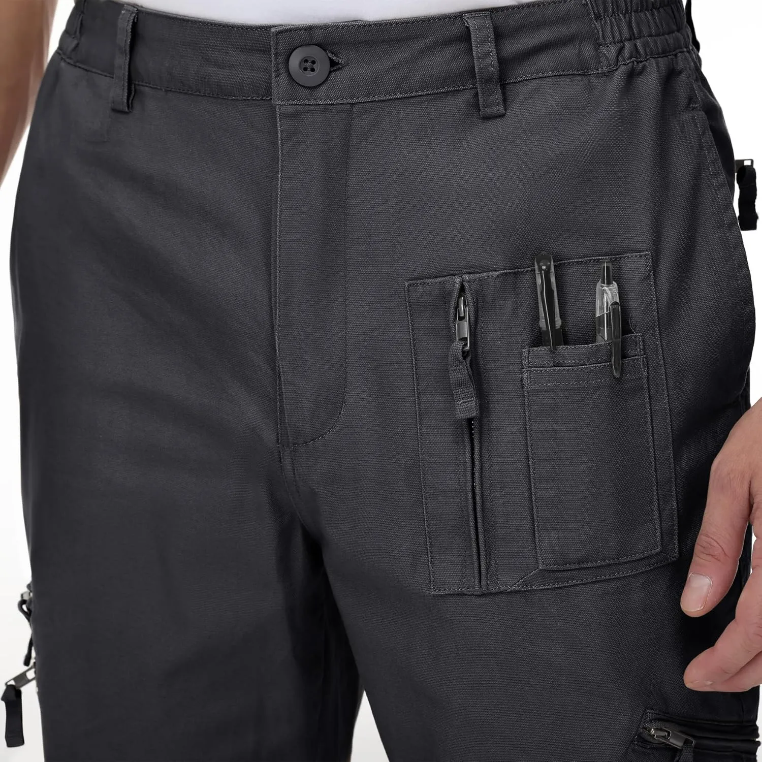 CRYSULLY Men's Cargo Pants Tactical Military Pants Work Army Cotton Trousers with Multi-Pockets (No Belt)