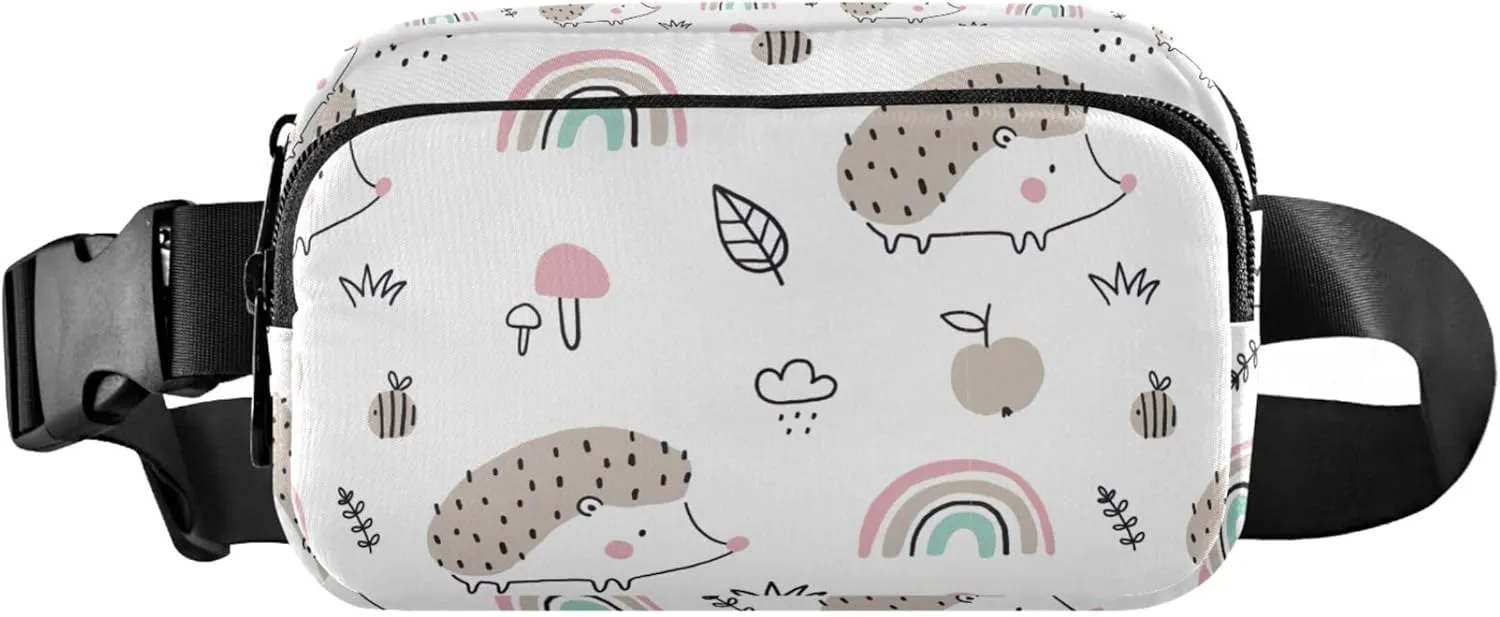 Custom Cute Hedgehog Animals Women Fanny Pack Waterproof Everywhere Belt Bag Designer Cross Body Waist Pack
