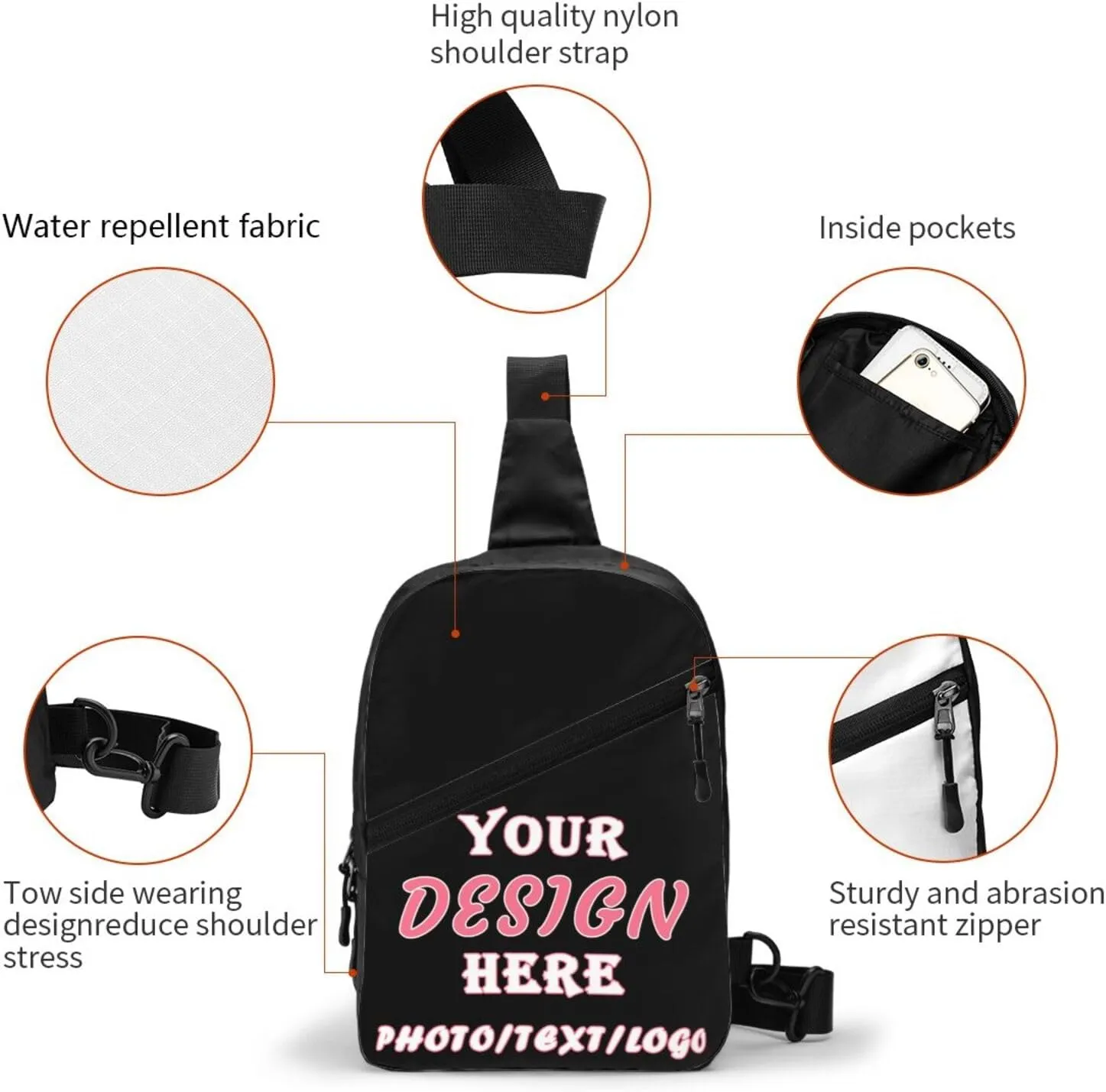 Custom Sling Bag,Personalized Sling Bag With Image Text,Crossbody Bags Sling Bags Fanny Pack For Men Women