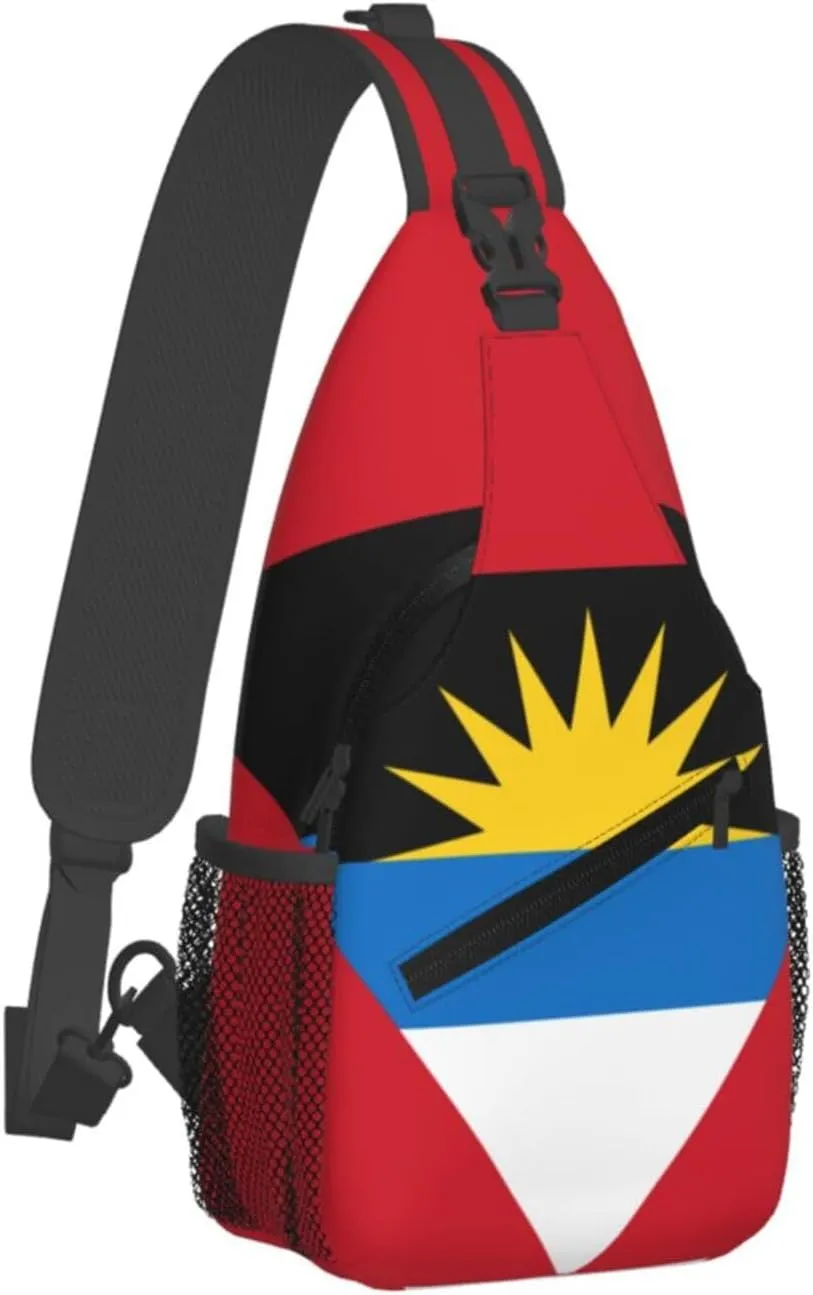 Cute Antigua And Barbuda Flag Sling Backpack, Multipurpose Crossbody Shoulder Bag Travel Hiking Daypack for Men Women