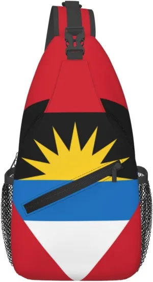 Cute Antigua And Barbuda Flag Sling Backpack, Multipurpose Crossbody Shoulder Bag Travel Hiking Daypack for Men Women