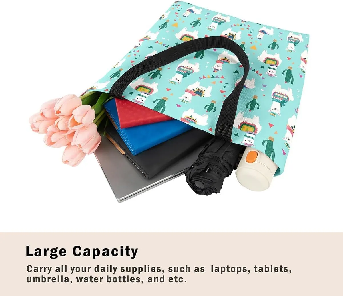 Cute Axolotl Canvas Tote Bag Rainbow Axolotls Shoulder Bag,Ocean Nautical Sea Animal Reusable Grocery Shoulder Bag