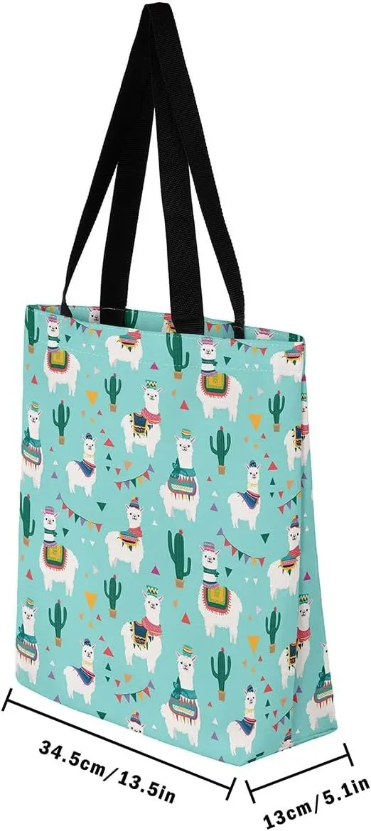 Cute Axolotl Canvas Tote Bag Rainbow Axolotls Shoulder Bag,Ocean Nautical Sea Animal Reusable Grocery Shoulder Bag