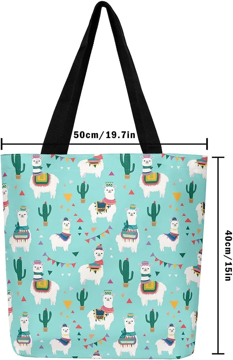 Cute Axolotl Canvas Tote Bag Rainbow Axolotls Shoulder Bag,Ocean Nautical Sea Animal Reusable Grocery Shoulder Bag