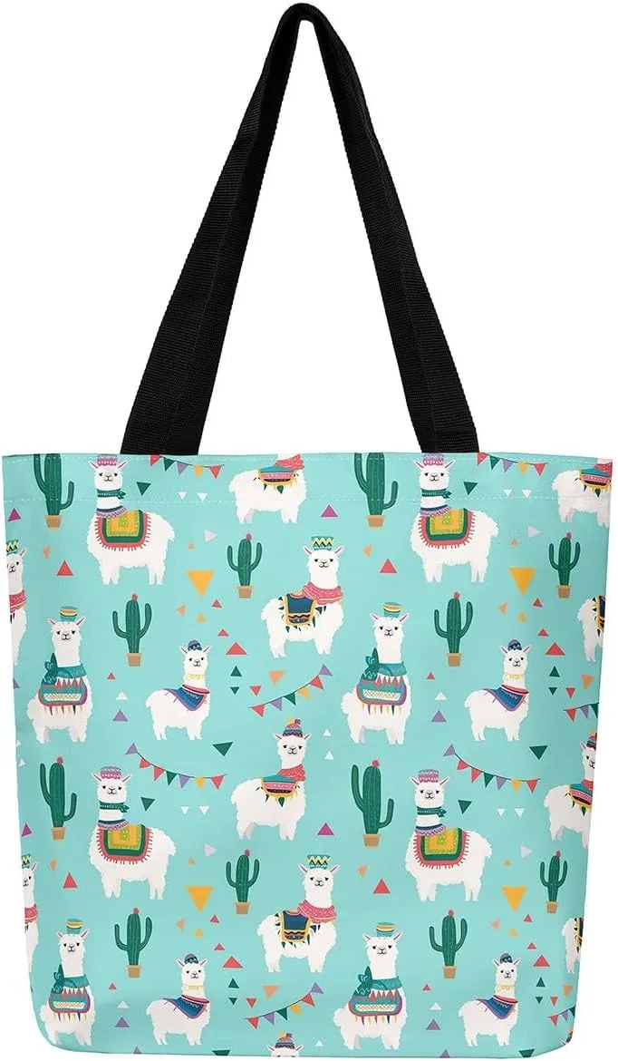 Cute Axolotl Canvas Tote Bag Rainbow Axolotls Shoulder Bag,Ocean Nautical Sea Animal Reusable Grocery Shoulder Bag