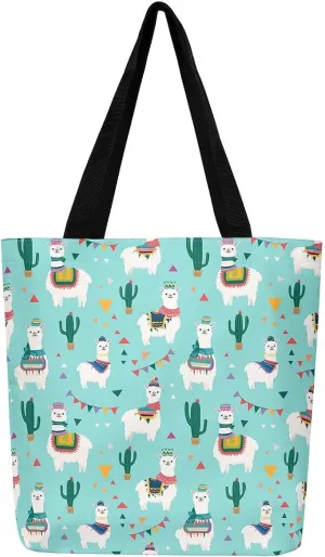 Cute Axolotl Canvas Tote Bag Rainbow Axolotls Shoulder Bag,Ocean Nautical Sea Animal Reusable Grocery Shoulder Bag
