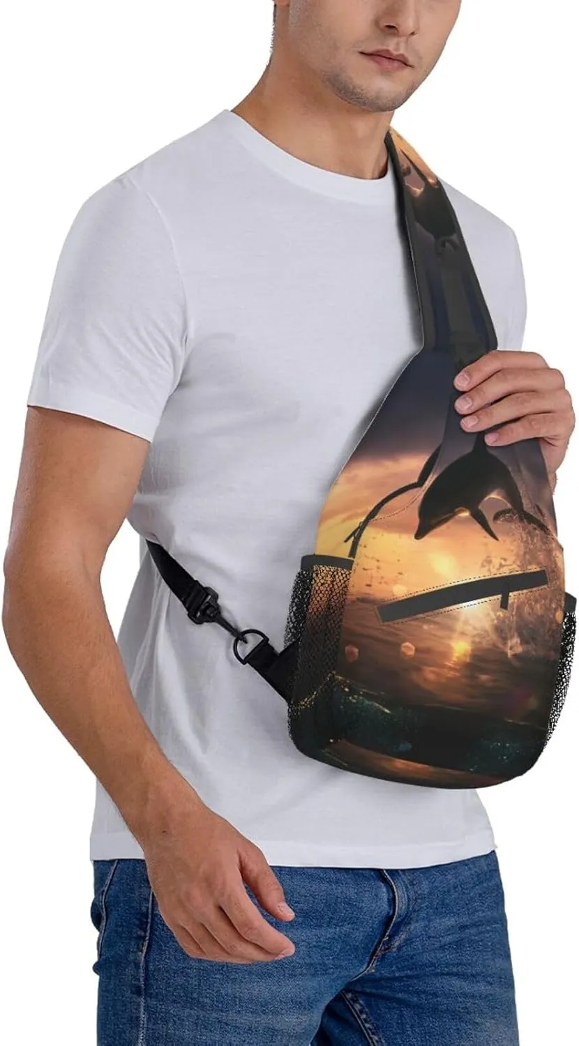 Cute Dolphin Crossbody Bag Dolphin Shoulder Bag Backpack Beach Sling Bag Chest Casual Daypack for Beach Outdoor