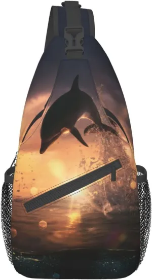 Cute Dolphin Crossbody Bag Dolphin Shoulder Bag Backpack Beach Sling Bag Chest Casual Daypack for Beach Outdoor
