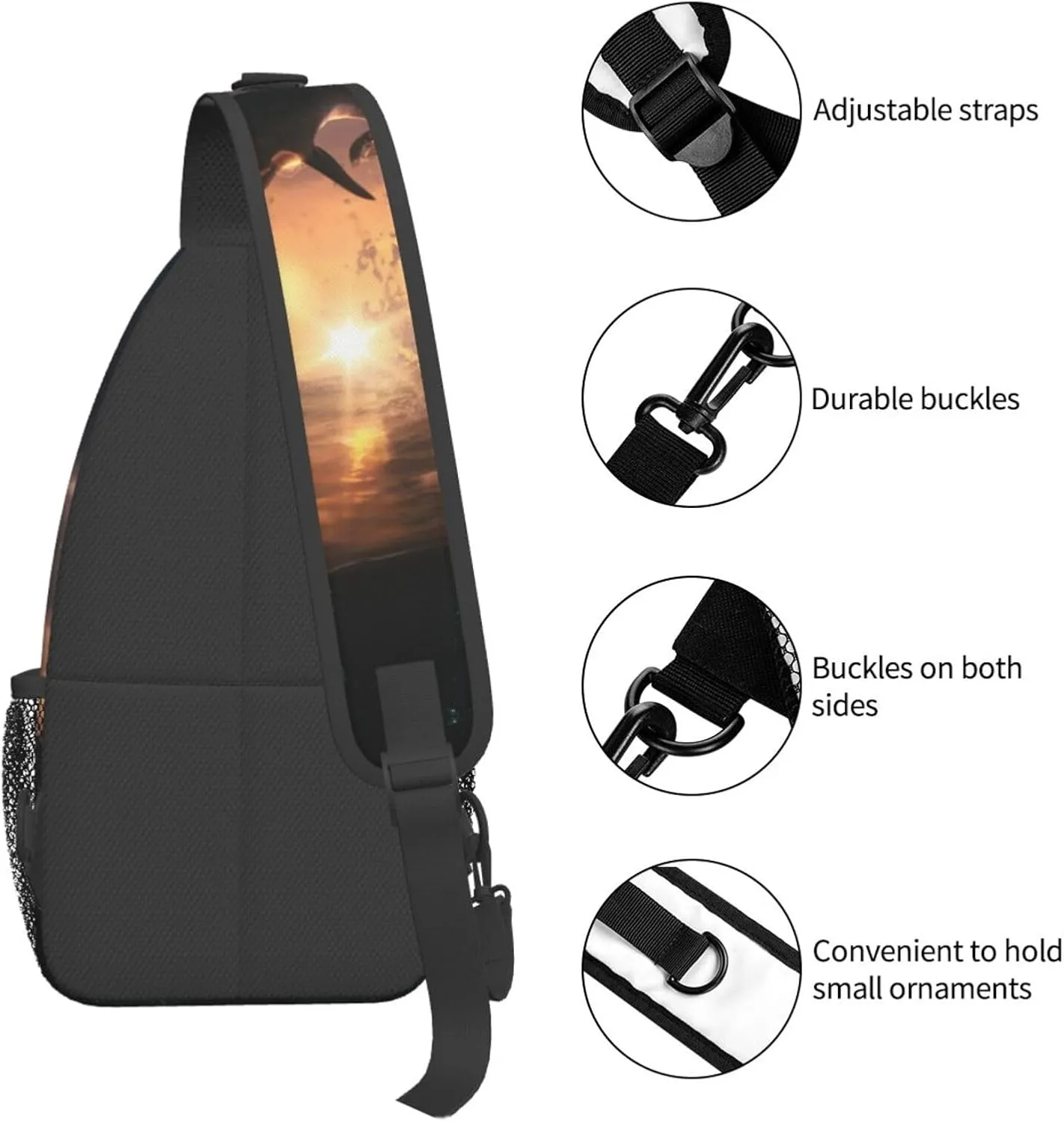 Cute Dolphin Crossbody Bag Dolphin Shoulder Bag Backpack Beach Sling Bag Chest Casual Daypack for Beach Outdoor