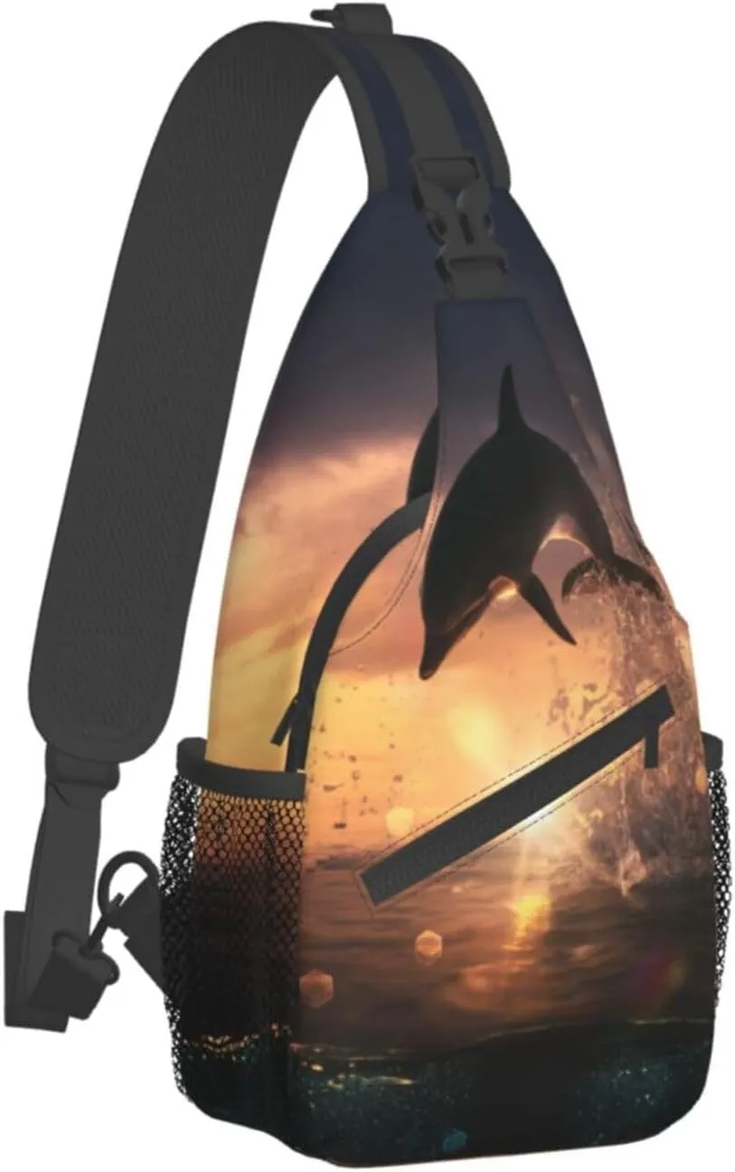Cute Dolphin Crossbody Bag Dolphin Shoulder Bag Backpack Beach Sling Bag Chest Casual Daypack for Beach Outdoor