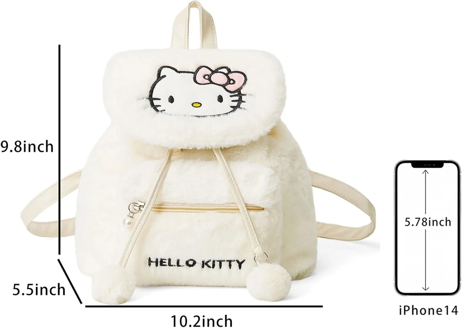 Cute Plush Backpack, Soft Fuzzy Cartoon Bucket Purse, 16 Inch Large Capacity Casual Daypack