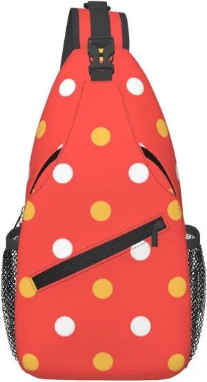 Cute Polka Dots Crossbody Sling Backpack Sling Bag Travel Hiking White Black Dots Chest Bag Daypack for Women Men